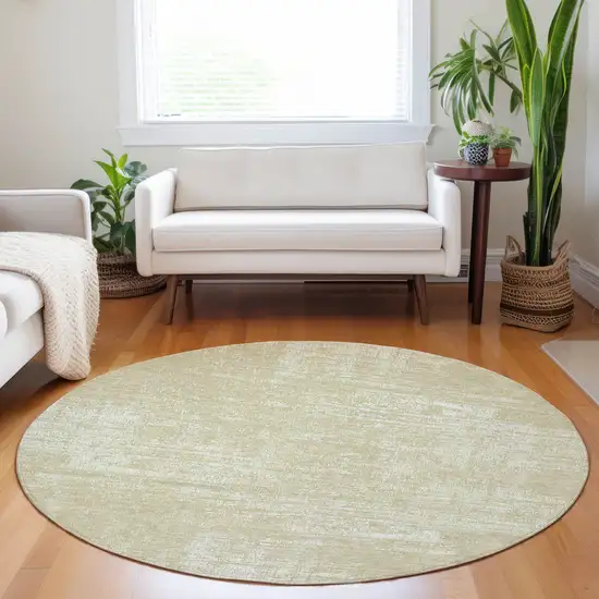 8' Beige Tan And Taupe Round Abstract Washable Indoor Outdoor Area Rug Photo 6