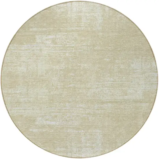 8' Beige Tan And Taupe Round Abstract Washable Indoor Outdoor Area Rug Photo 4