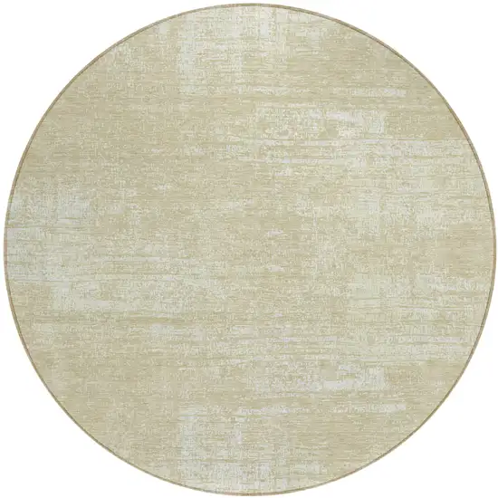8' Beige Tan And Taupe Round Abstract Washable Indoor Outdoor Area Rug Photo 1