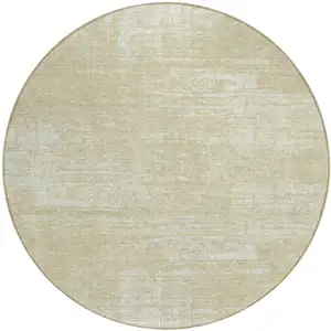 Photo of 8' Beige Tan And Taupe Round Abstract Washable Indoor Outdoor Area Rug