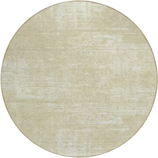 8' Beige Tan And Taupe Round Abstract Washable Indoor Outdoor Area Rug Photo 1