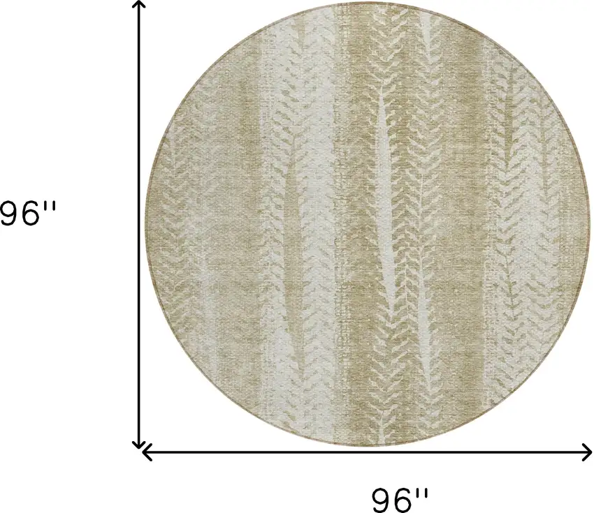 8' Beige Tan And Taupe Round Botanical Leaves Washable Indoor Outdoor Area Rug Photo 3
