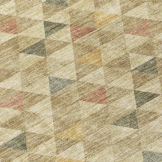 8' Beige Tan And Taupe Round Geometric Washable Indoor Outdoor Area Rug Photo 7
