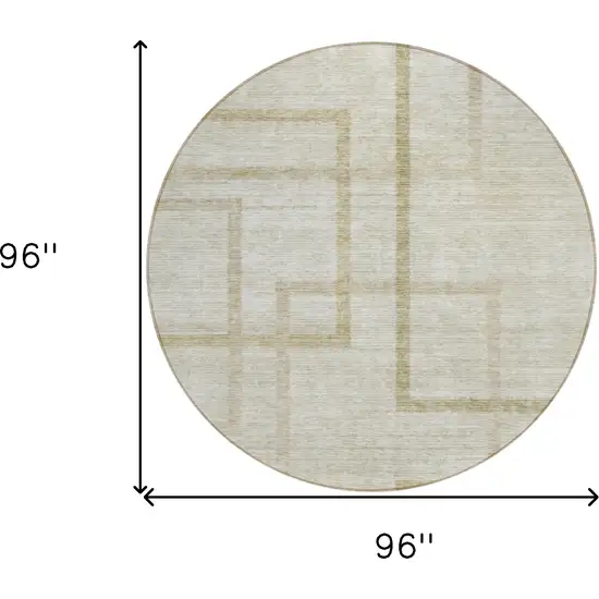 8' Beige Tan And Taupe Round Geometric Washable Indoor Outdoor Area Rug Photo 3