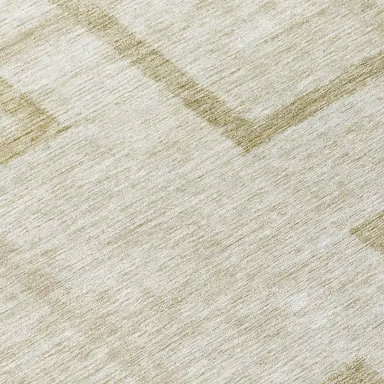 8' Beige Tan And Taupe Round Geometric Washable Indoor Outdoor Area Rug Photo 8