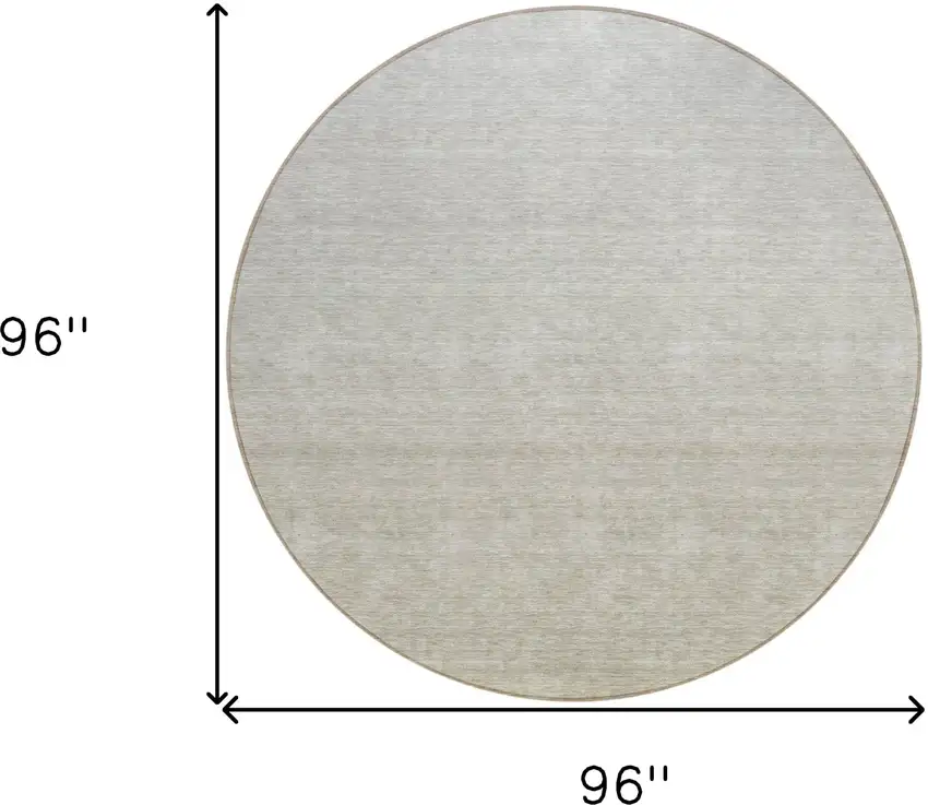 8' Beige Tan And Taupe Round Ombre Washable Indoor Outdoor Area Rug Photo 3