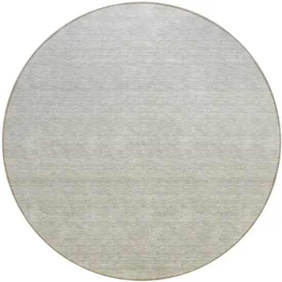8' Beige Tan And Taupe Round Ombre Washable Indoor Outdoor Area Rug Photo 2