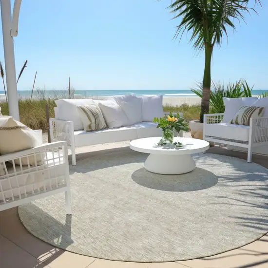 8' Beige Tan And Taupe Round Ombre Washable Indoor Outdoor Area Rug Photo 6