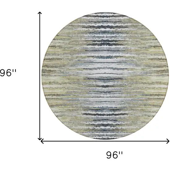 8' Beige Tan And Taupe Round Striped Washable Indoor Outdoor Area Rug Photo 3