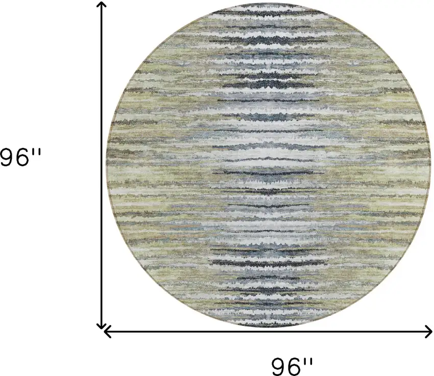 8' Beige Tan And Taupe Round Striped Washable Indoor Outdoor Area Rug Photo 3