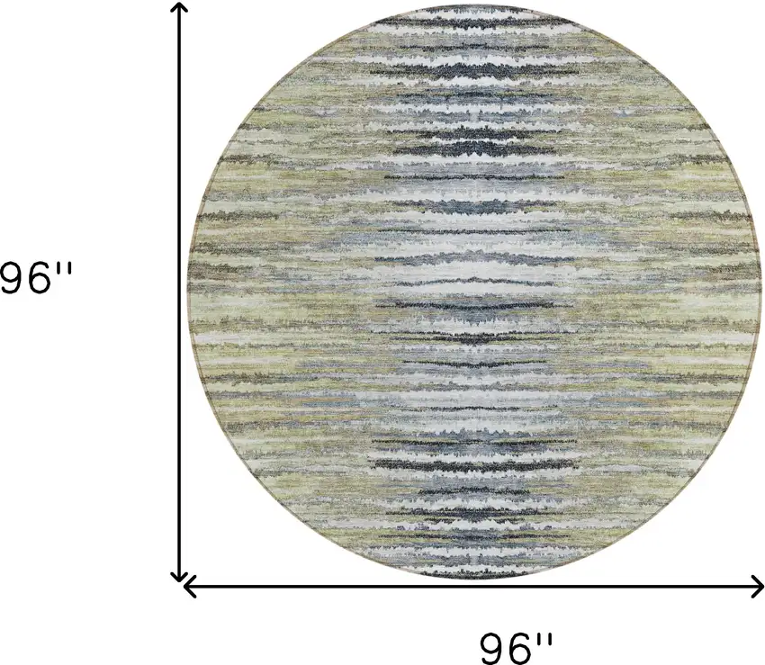 8' Beige Tan And Taupe Round Striped Washable Indoor Outdoor Area Rug Photo 3