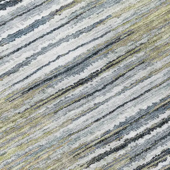 8' Beige Tan And Taupe Round Striped Washable Indoor Outdoor Area Rug Photo 9