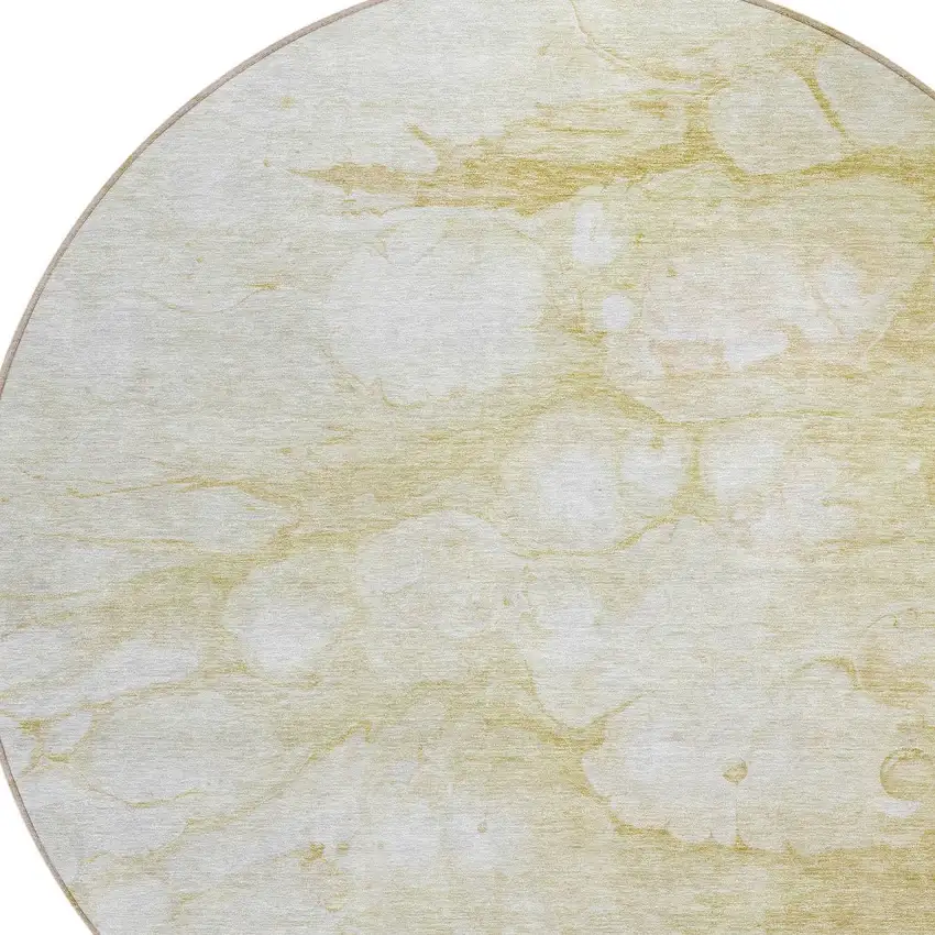 8' Beige Taupe And Artichoke Green Round Abstract Washable Indoor Outdoor Area Rug Photo 4