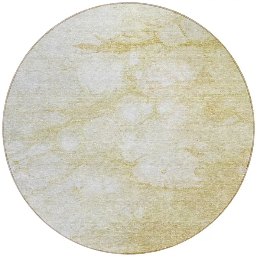 8' Beige Taupe And Artichoke Green Round Abstract Washable Indoor Outdoor Area Rug Photo 5