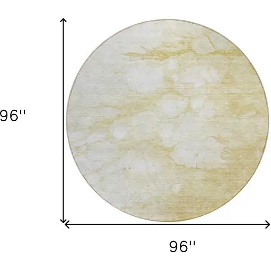 8' Beige Taupe And Artichoke Green Round Abstract Washable Indoor Outdoor Area Rug Photo 8
