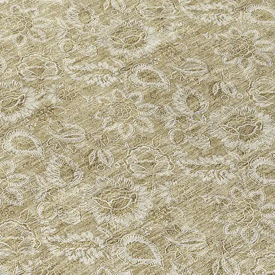 8' Beige Taupe And Brown Round Floral Washable Indoor Outdoor Area Rug Photo 8
