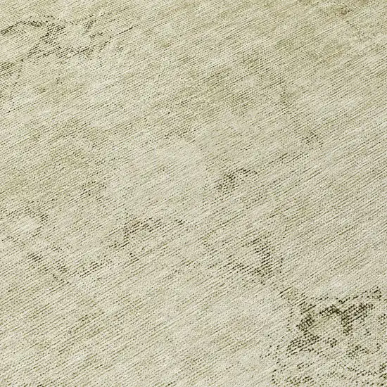 8' Beige Taupe And Brown Round Oriental Washable Indoor Outdoor Area Rug Photo 8