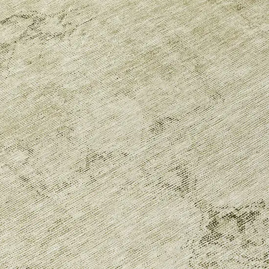 8' Beige Taupe And Brown Round Oriental Washable Indoor Outdoor Area Rug Photo 8