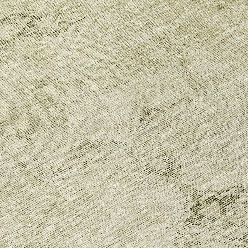 8' Beige Taupe And Brown Round Oriental Washable Indoor Outdoor Area Rug Photo 8