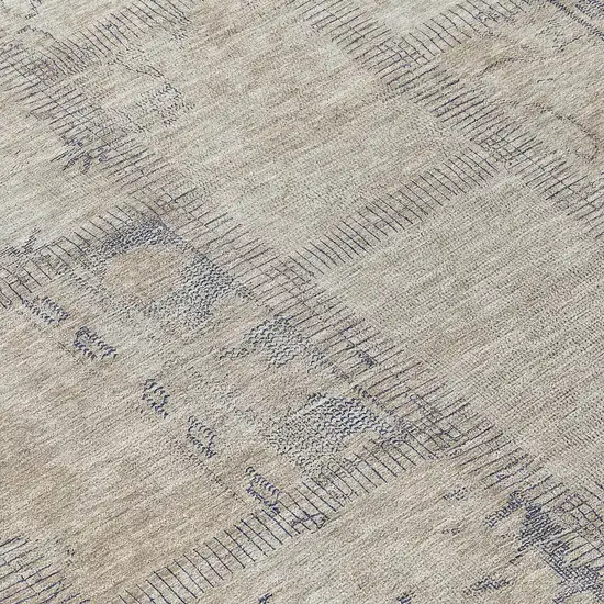 8' Beige Taupe And Brown Round Patchwork Washable Indoor Outdoor Area Rug Photo 8