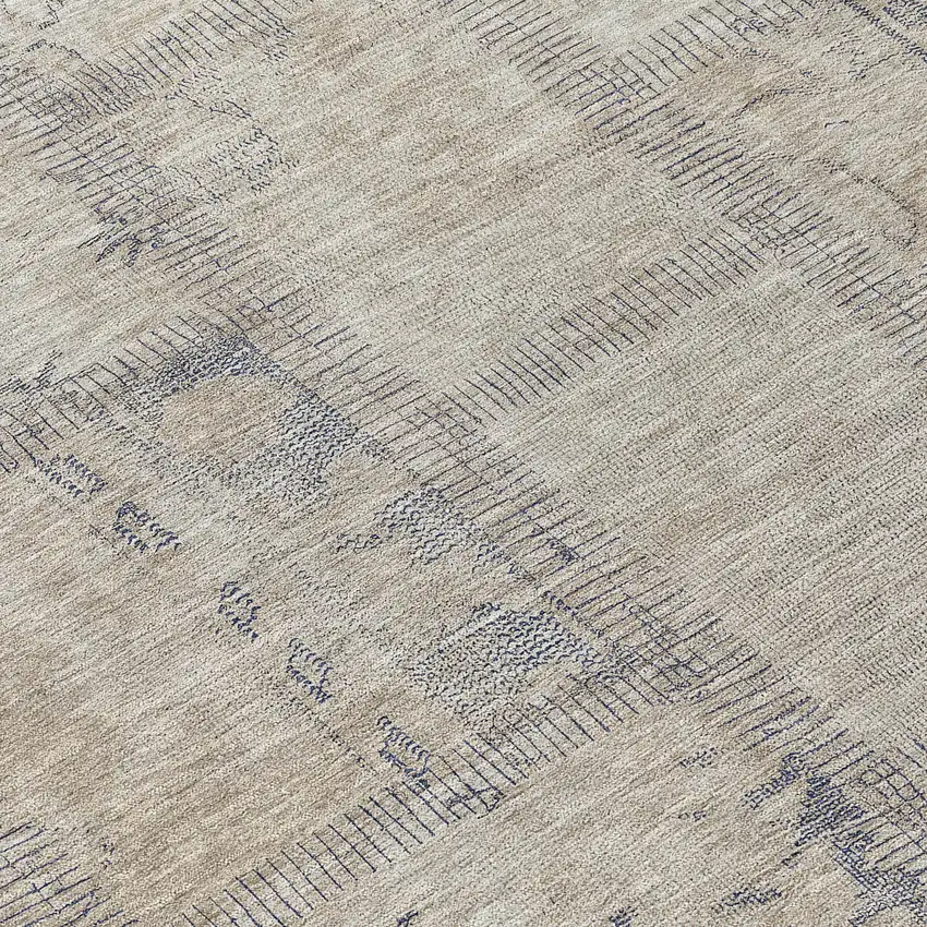 8' Beige Taupe And Brown Round Patchwork Washable Indoor Outdoor Area Rug Photo 8