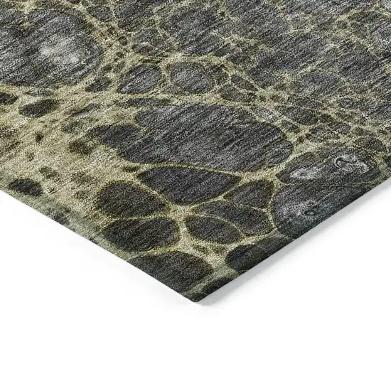 8' Beige Taupe And Chocolate Round Abstract Washable Indoor Outdoor Area Rug Photo 3
