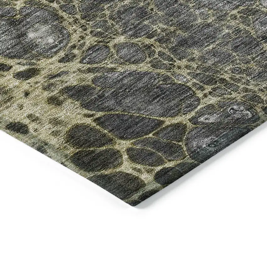 8' Beige Taupe And Chocolate Round Abstract Washable Indoor Outdoor Area Rug Photo 3