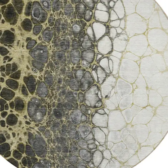 8' Beige Taupe And Chocolate Round Abstract Washable Indoor Outdoor Area Rug Photo 5
