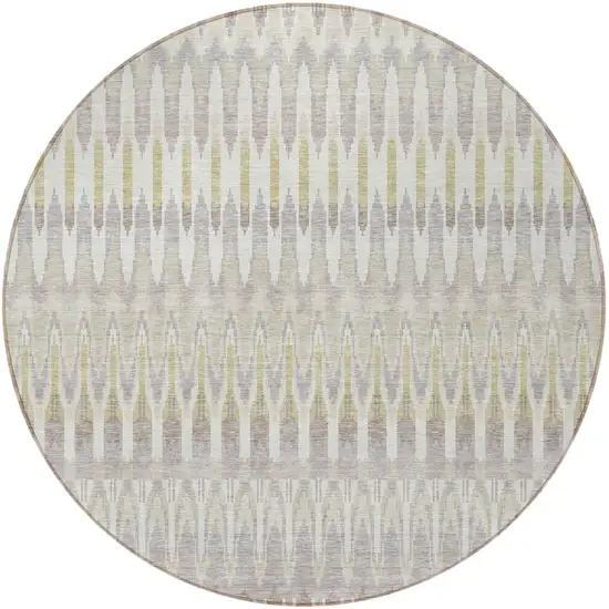 8' Beige Taupe And Gold Round Southwestern Washable Indoor Outdoor Area Rug Photo 5