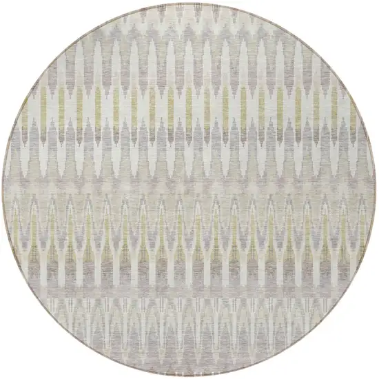 8' Beige Taupe And Gold Round Southwestern Washable Indoor Outdoor Area Rug Photo 5