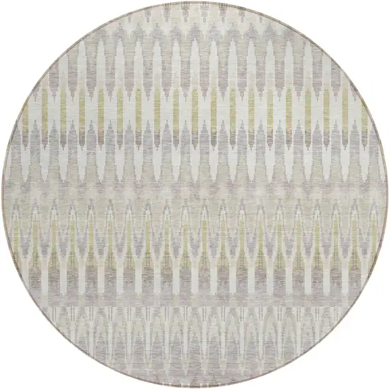 8' Beige Taupe And Gold Round Southwestern Washable Indoor Outdoor Area Rug Photo 2