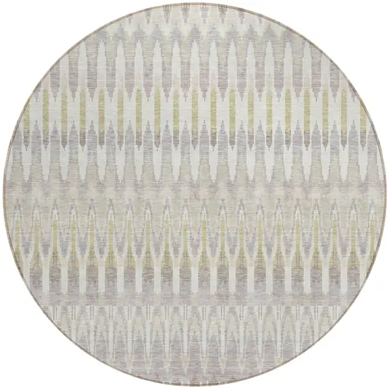 8' Beige Taupe And Gold Round Southwestern Washable Indoor Outdoor Area Rug Photo 2