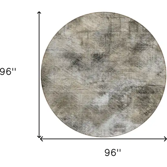 8' Beige Taupe And Gray Round Abstract Washable Indoor Outdoor Area Rug Photo 3