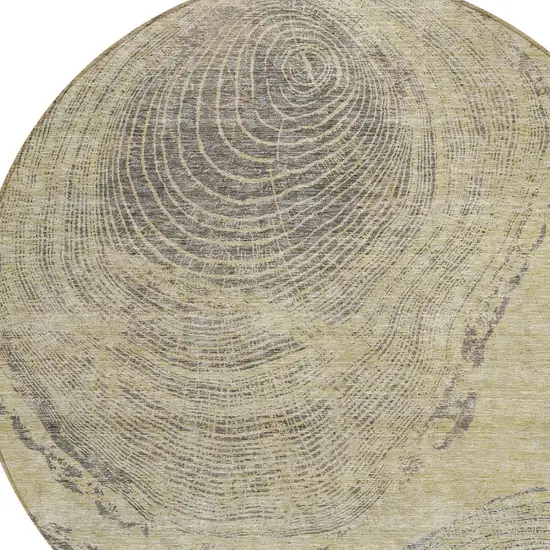 8' Beige Taupe And Gray Round Abstract Washable Indoor Outdoor Area Rug Photo 4