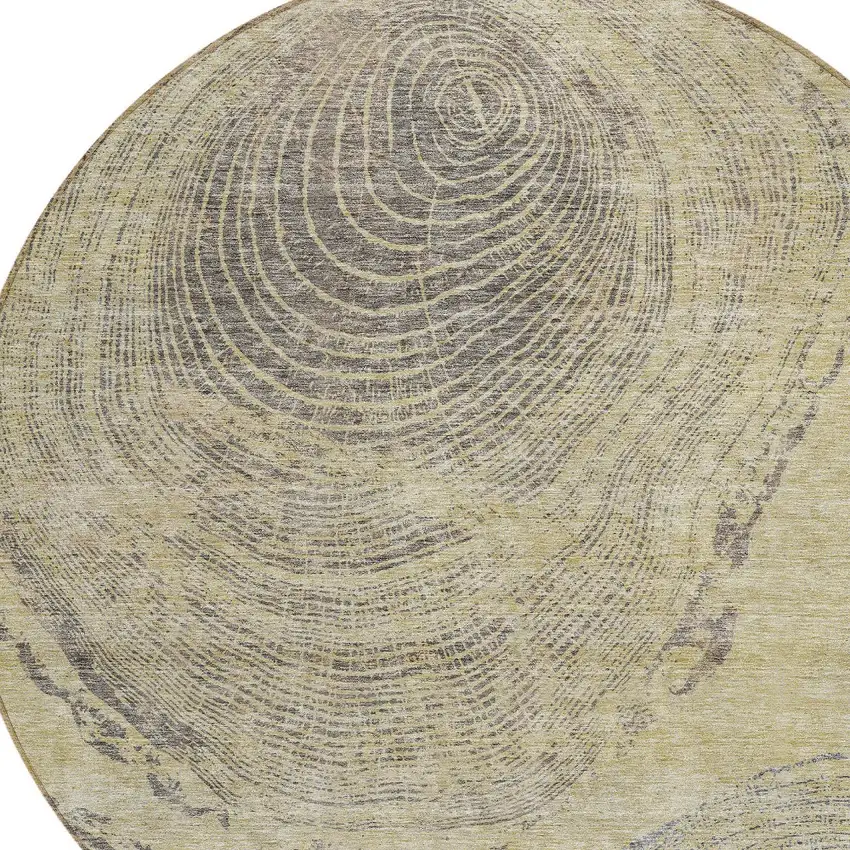 8' Beige Taupe And Gray Round Abstract Washable Indoor Outdoor Area Rug Photo 4