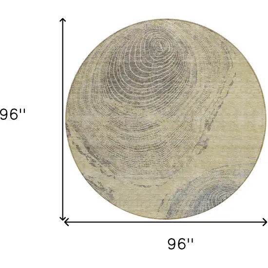 8' Beige Taupe And Gray Round Abstract Washable Indoor Outdoor Area Rug Photo 8