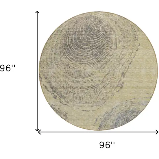 8' Beige Taupe And Gray Round Abstract Washable Indoor Outdoor Area Rug Photo 8