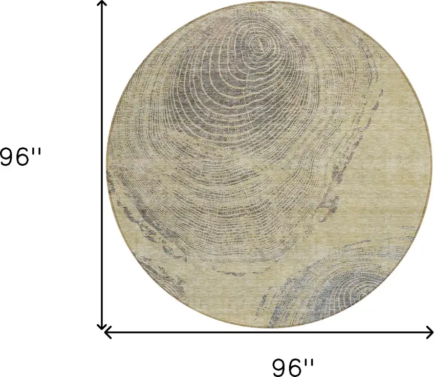 8' Beige Taupe And Gray Round Abstract Washable Indoor Outdoor Area Rug Photo 8