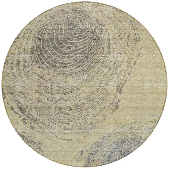 8' Beige Taupe And Gray Round Abstract Washable Indoor Outdoor Area Rug Photo 5