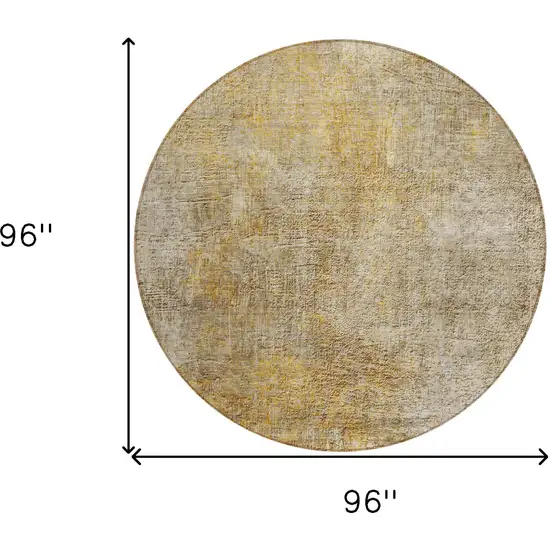8' Beige Taupe And Ivory Round Abstract Washable Indoor Outdoor Area Rug Photo 3