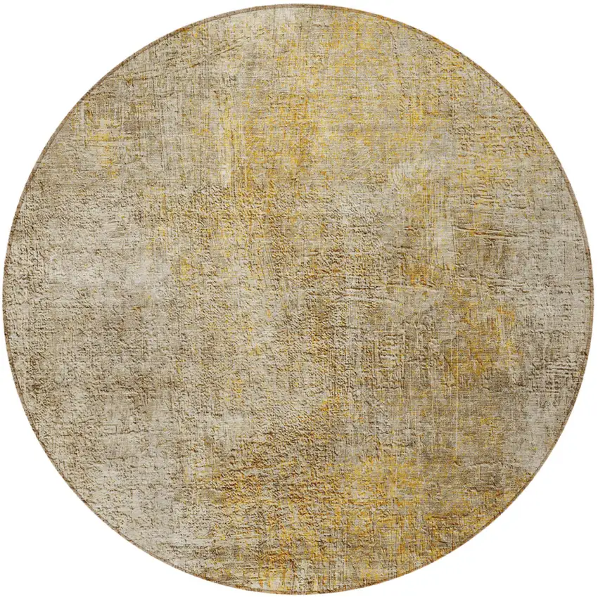 8' Beige Taupe And Ivory Round Abstract Washable Indoor Outdoor Area Rug Photo 7
