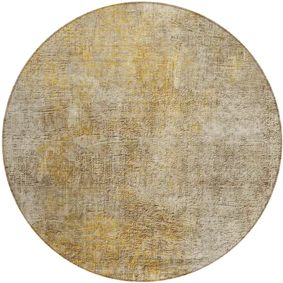 8' Beige Taupe And Ivory Round Abstract Washable Indoor Outdoor Area Rug Photo 2