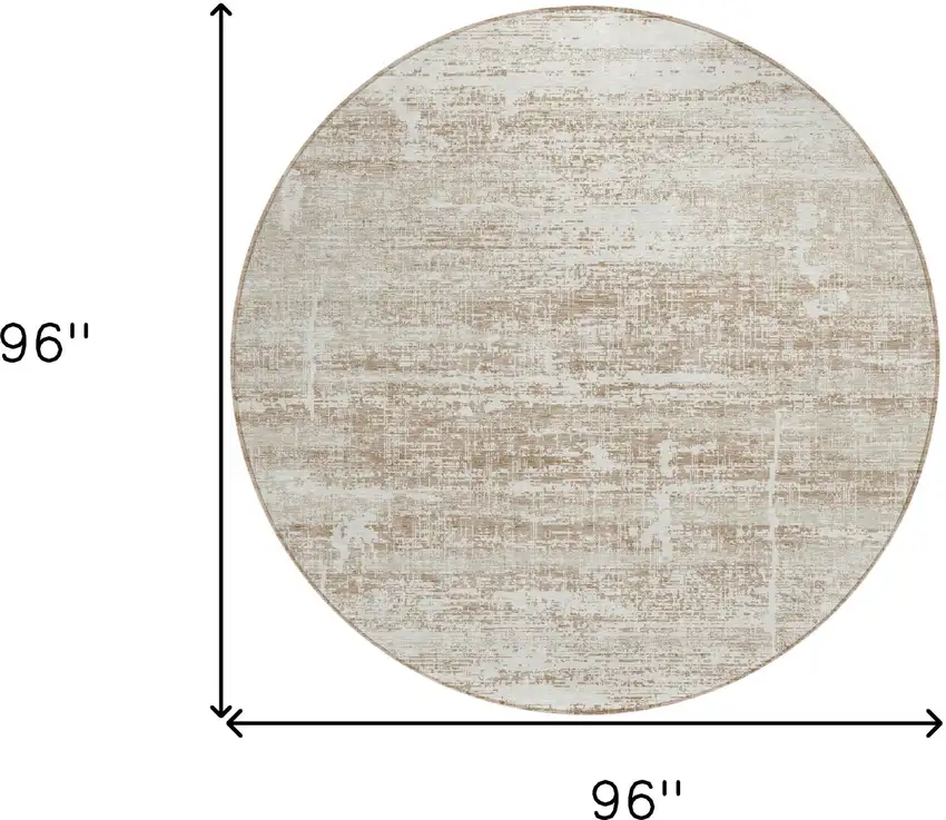 8' Beige Taupe And Ivory Round Abstract Washable Indoor Outdoor Area Rug Photo 8