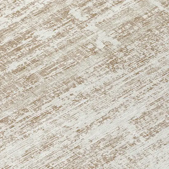 8' Beige Taupe And Ivory Round Abstract Washable Indoor Outdoor Area Rug Photo 9