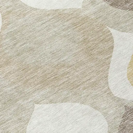 8' Beige Taupe And Ivory Round Ogee Washable Indoor Outdoor Area Rug Photo 9