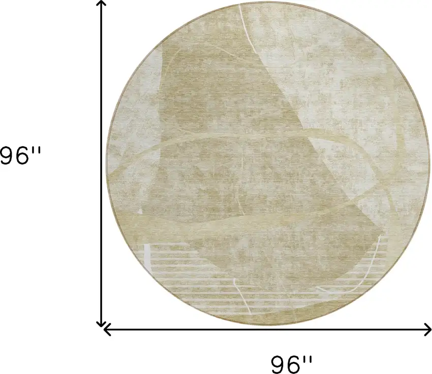 8' Beige Taupe And Tan Round Abstract Washable Indoor Outdoor Area Rug Photo 3