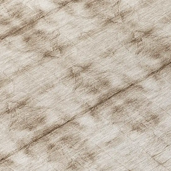 8' Beige Taupe And Tan Round Geometric Washable Indoor Outdoor Area Rug Photo 8