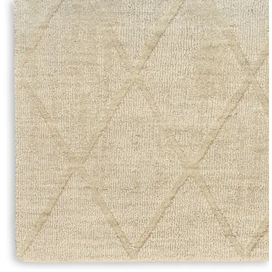 6' Beige Wool Geometric Hand Woven Runner Rug Photo 9