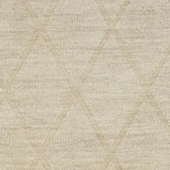 6' Beige Wool Geometric Hand Woven Runner Rug Photo 3