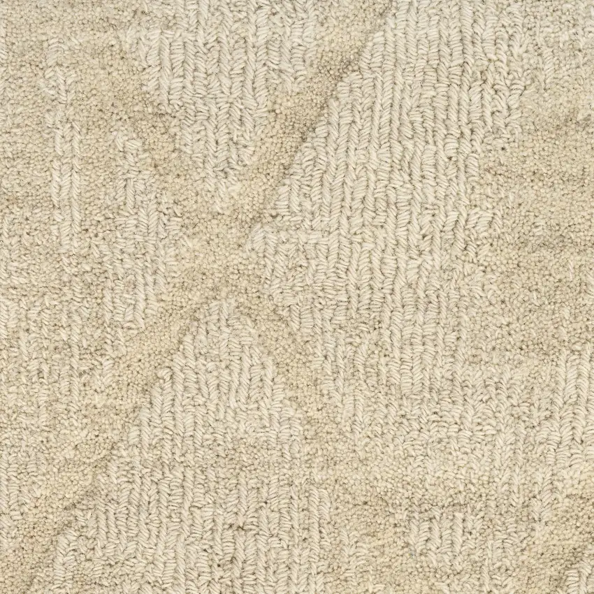 6' Beige Wool Geometric Hand Woven Runner Rug Photo 7